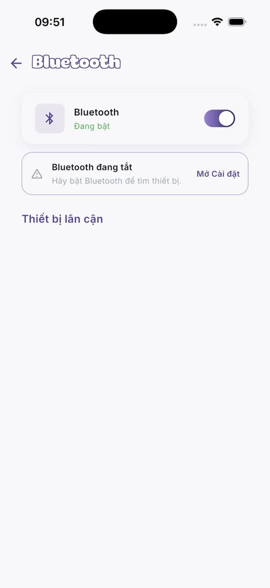 Màn hình Bluetooth đang tìm thiết bị lân cận