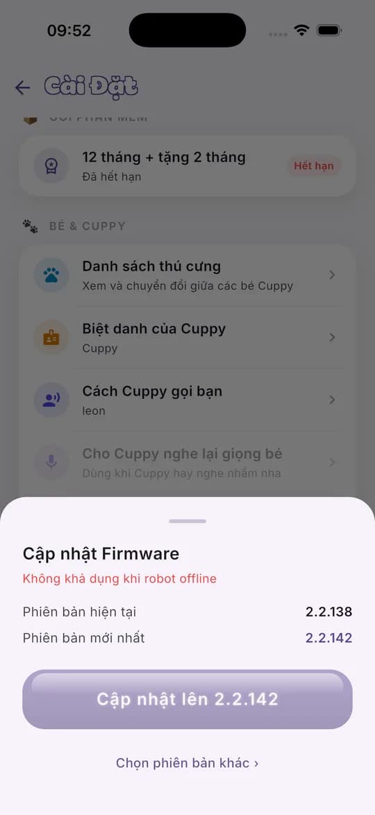 Bảng Cập nhật Firmware