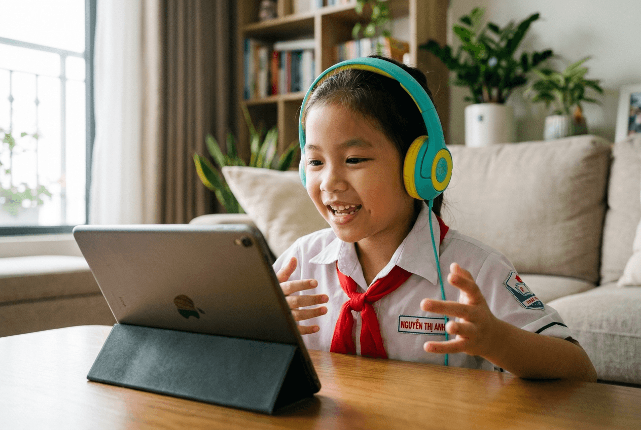 Học sinh học cùng Cuppy trên iPad
